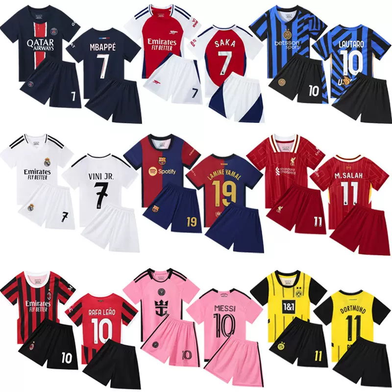 2425儿童足球服套装小学生训练队服球衣衫男女短袖足球王子jersey
