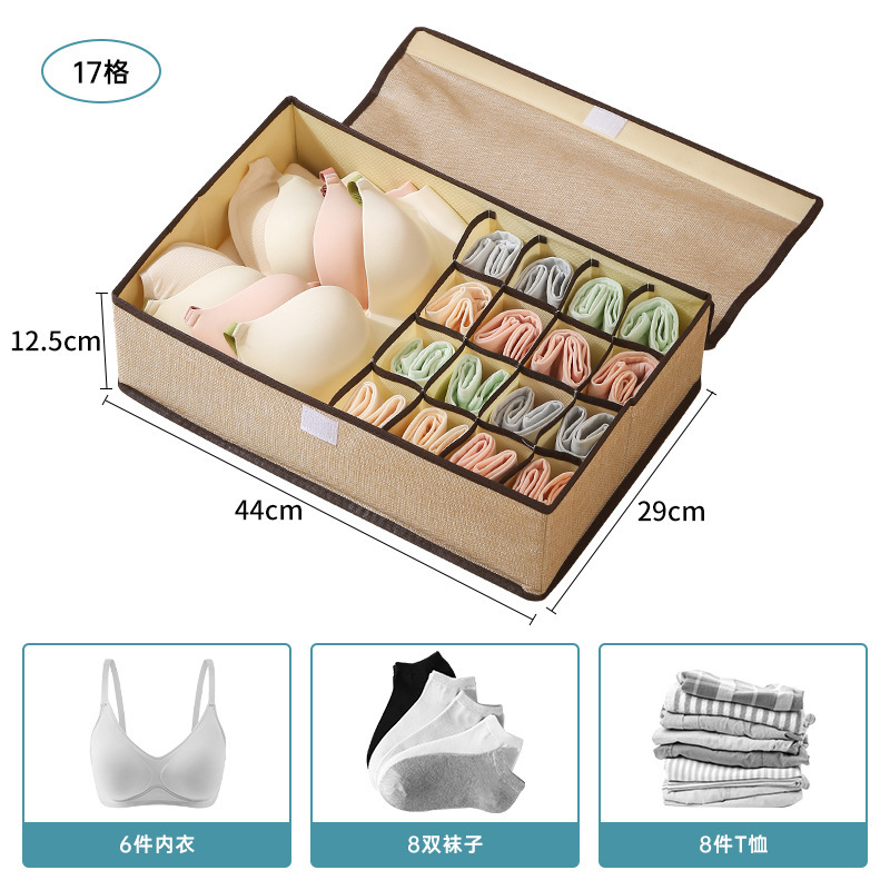 Caja de almacenamiento de calcetines con cubierta para ropa interior casera cajón de escritorio armario de almacenamiento de ropa de alta calidad