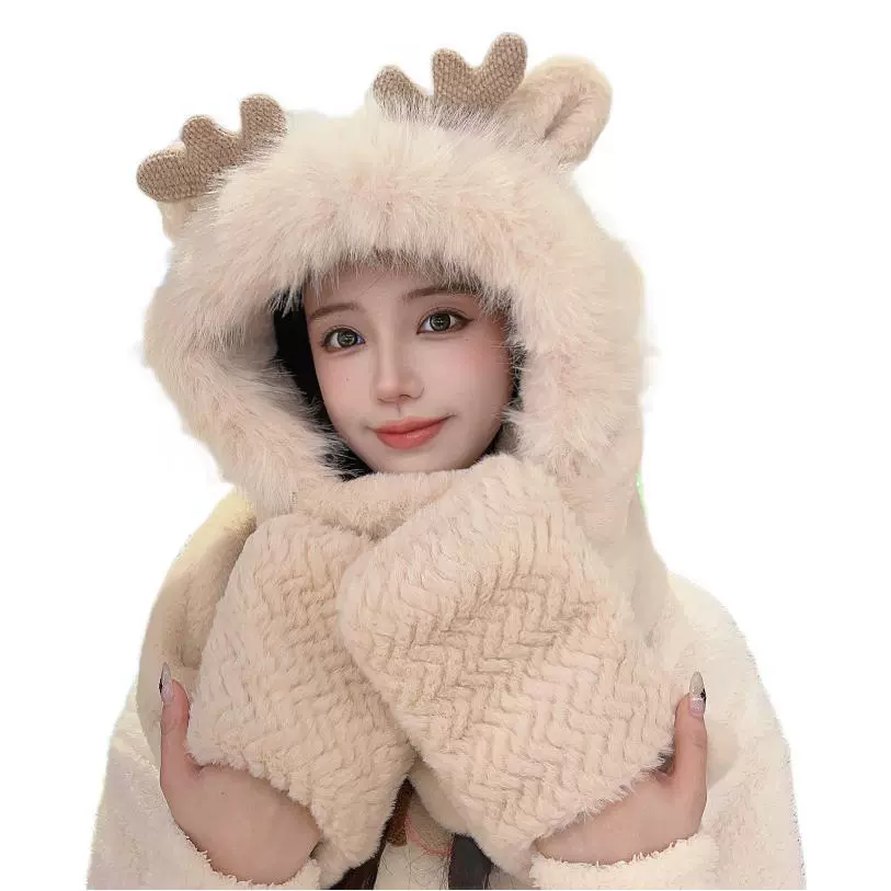 Cute winter keep warm set, scarf, gloves, hat, 3 piece set, increased thickness