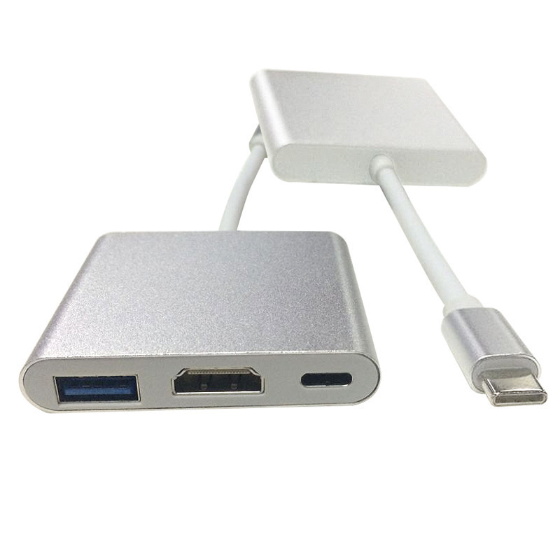TYPE-C変換HDMI三合一4k中継ケーブル変換器type-c変換hdmi USBハイビジョンケーブル拡張ドック|undefined