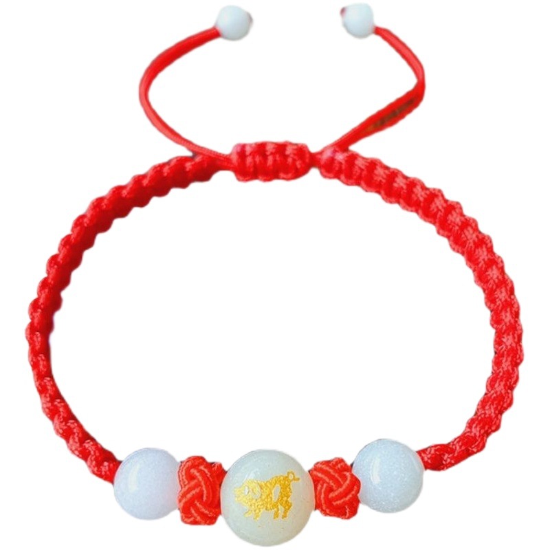 Luminous Stone 12 Zodiac woven bracelet couple bracelet male and female birth year children student red bracelet gift