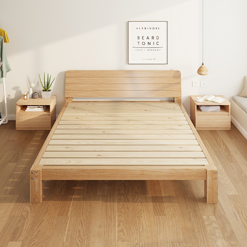 Solid Wood Bed 1.5m Pine Double Bed Modern Minimalist Bed Frame Available in Various Sizes Solid Wood Bed 1.5m Basic Model