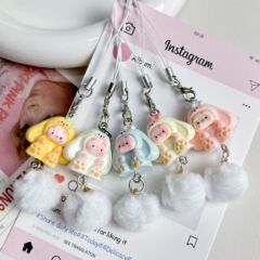 卡通立体垂耳兔兔手机链可爱少女心ins甜美兔子毛球吊坠包包挂饰