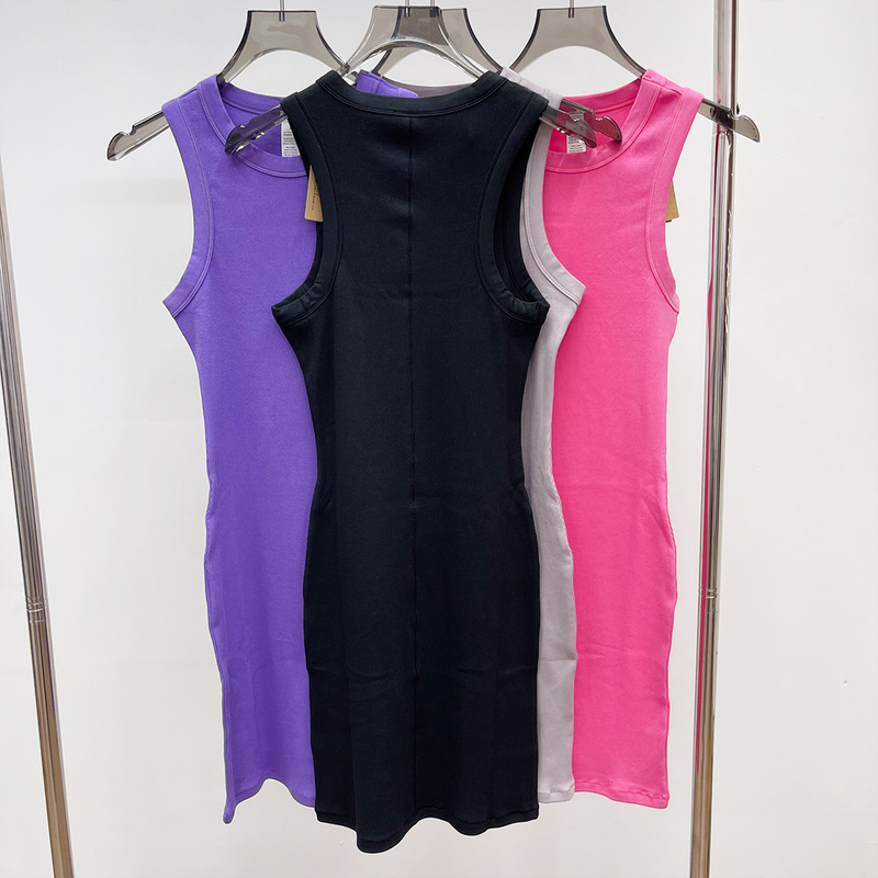 Skims 同じスタイル COTTONRIB レディース ワイド ショルダー ストラップ ベスト ヒップ カバー ドレス TANKDRESS スカート セクシー|undefined