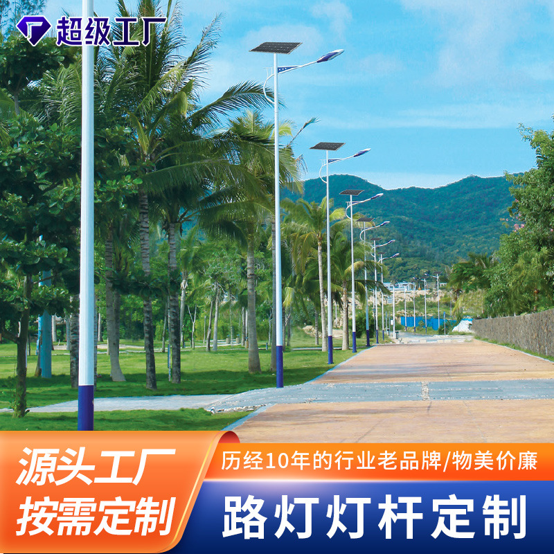耀軒照明LED太陽能路燈批發戶外6M7米街燈金豆挑臂新農村锂電光伏