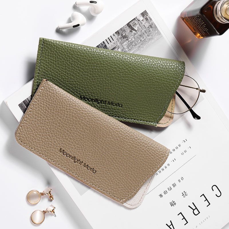 Simple Ultra-thin High-end Japanese Glasses Storage Bag PU Soft Leather Portable Glasses Bag Niche Women's Leather Glasses Bag