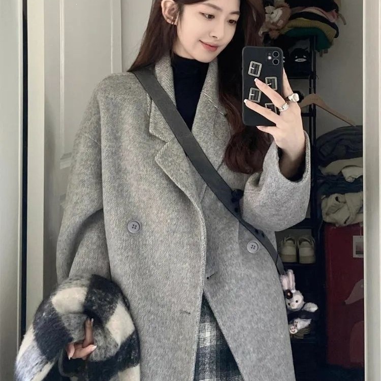 潮流韩版毛呢大衣女2026秋冬优质版加厚小个子百搭高级感毛呢外套