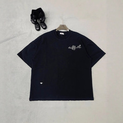 Donkey Family Tシャツの正しいバージョン、前後刺繍入り、新しい夏のラウンドネック純綿、男性と女性の同じスタイルのルーズTシャツ