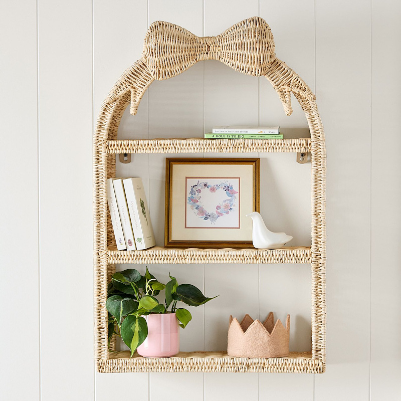Canasta de almacenamiento de ratán de mariposa transfronteriza, estante de decoración de pared, decoración práctica, habitación de niños, decoración de tejido de casa de familia