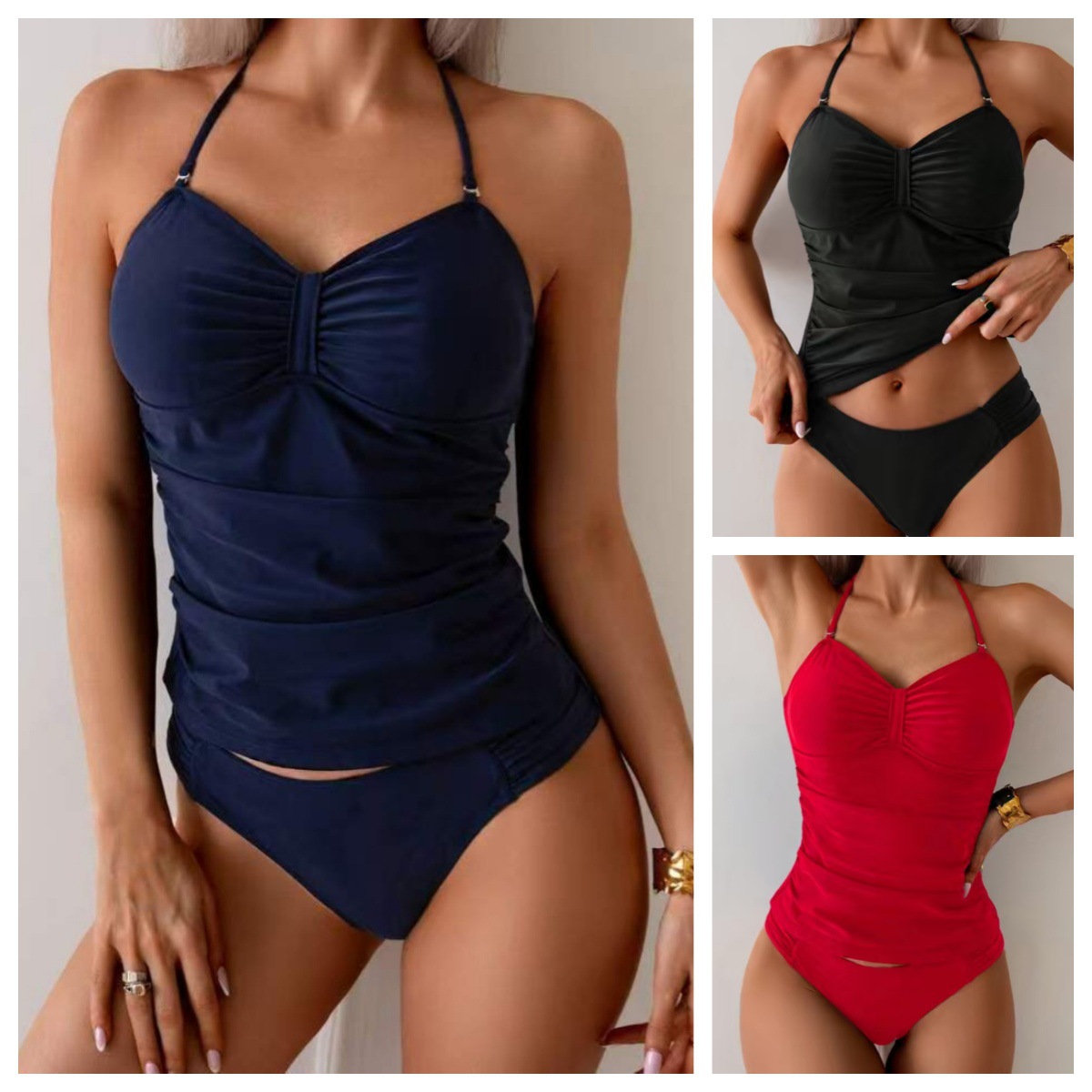 2025欧美游泳衣亚马逊新款热卖分体泳衣女跨境外贸挂脖比基尼泳衣