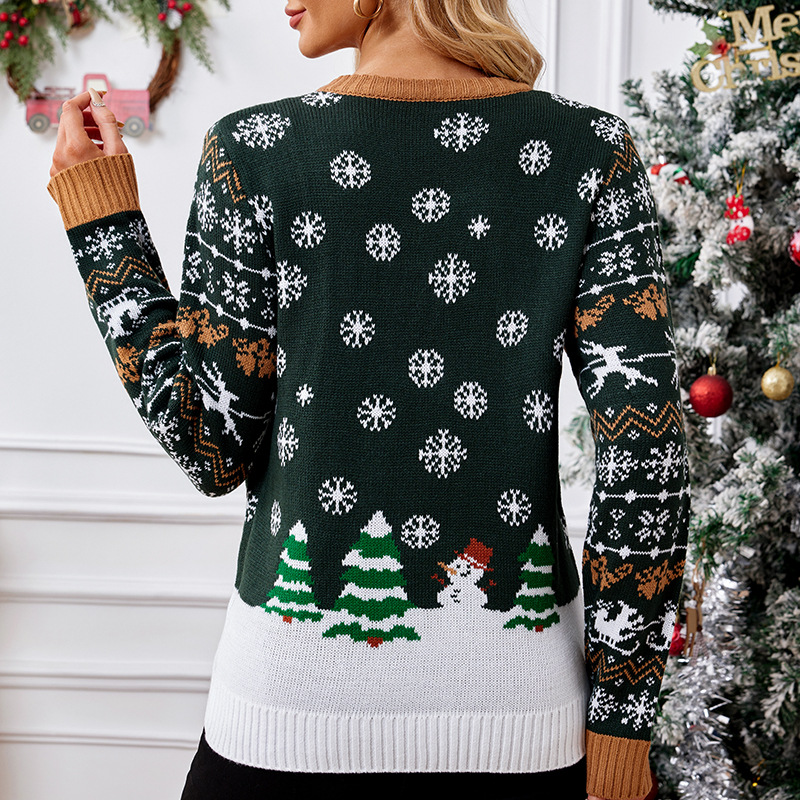 Women's Clothing women's casual round neck Christmas sweater Lazy style autumn and winter new LED light pullover sweater_voghion.com