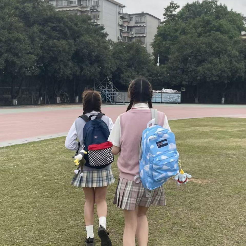 Jess nueva mochila de lona transfronteriza de gran capacidad Escuela Secundaria campus simple pareja mochila