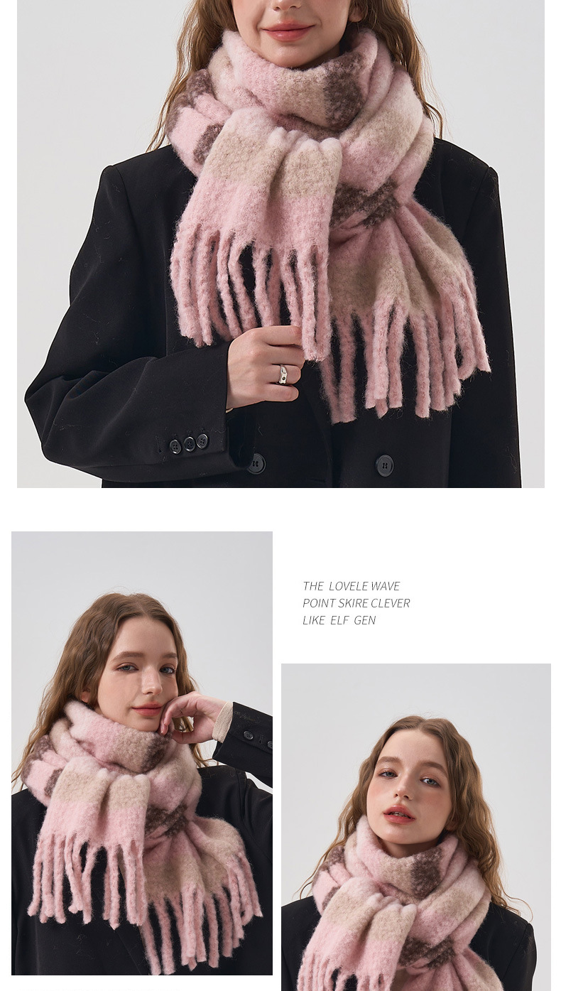 Women's Wool Blend Scarf Minimalist Striped Winter Warmer_voghion.com