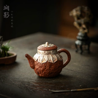 新中式紫砂茶壶家用功夫泡茶单壶手工描银莲花手执壶带过滤茶水壶
