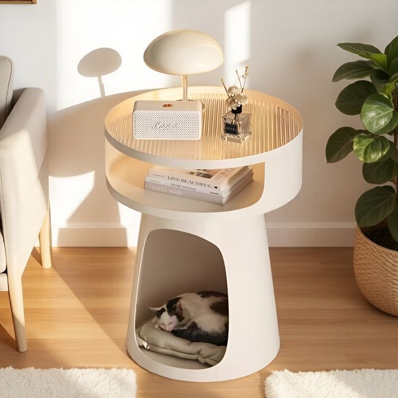 Movable Cat Bedside Table Cat Nest Iron Metal Simple Modern Cream Integrated Bedside Table Bedside Table