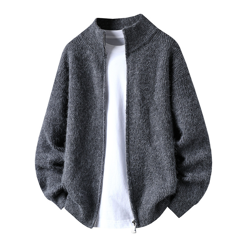 Explosiones transfronterizas de tamaño europeo de tamaño grande de cuello de pie chaqueta de camiseta de punto suéter hombre de alto nivel suéter de fábrica de dinero viejo lote