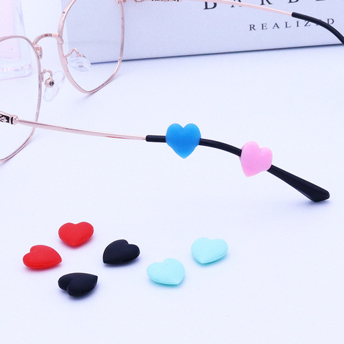 Silicone Slip-Resistant Eyeglass Holder Heart-Shaped Leg Ear Behind Anti-Fall Fixed Ear Hook for Adults and Children