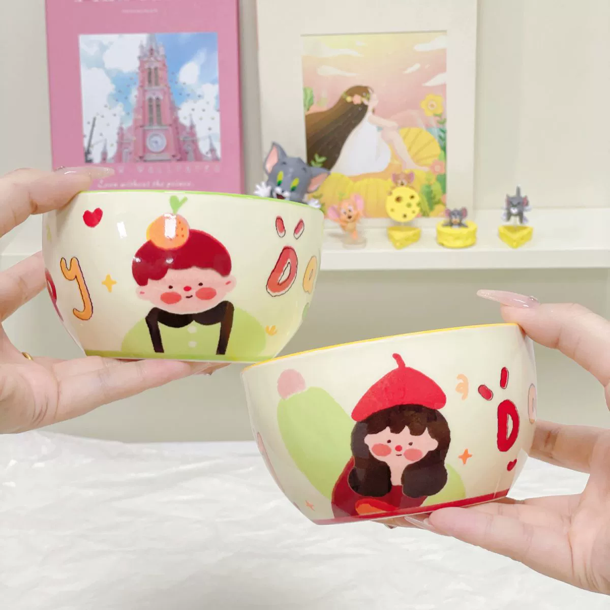 Керамические ритуи‑миски с мультяшными рисунками, 4,5‑дюйма, семейный набор в подарочной упаковке