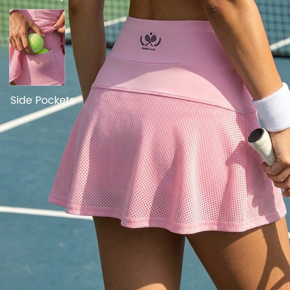 Cross-border women's quick-dry sports skirt, mesh breathable anti-exposure tennis skirt, golf outdoor training skirt-pants