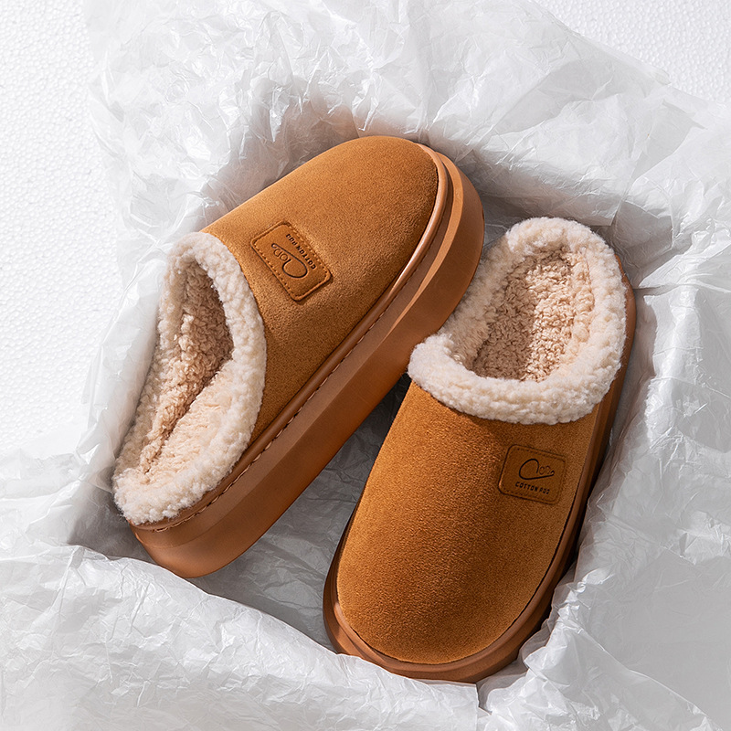 Cotton Slippers for Women Winter 2024 New Warm Indoor Home Thick-Soled Non-Slip Cute Plush Cotton Slippers Winter for Men