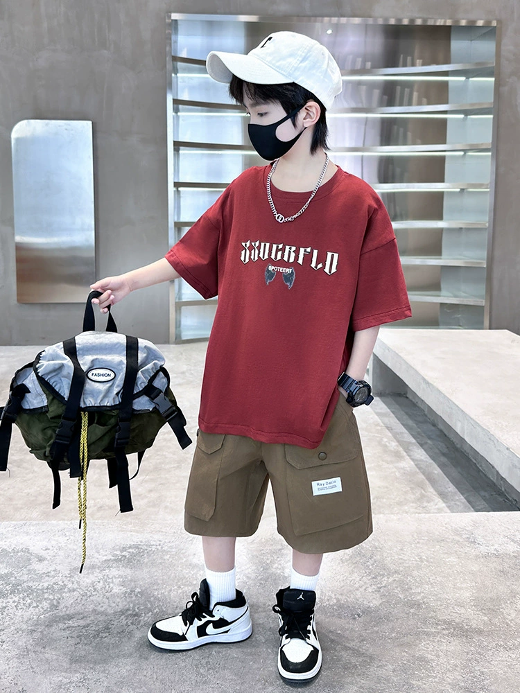 Летний комплект с коротким рукавом для мальчиков, подростков, лёгкий повседневный