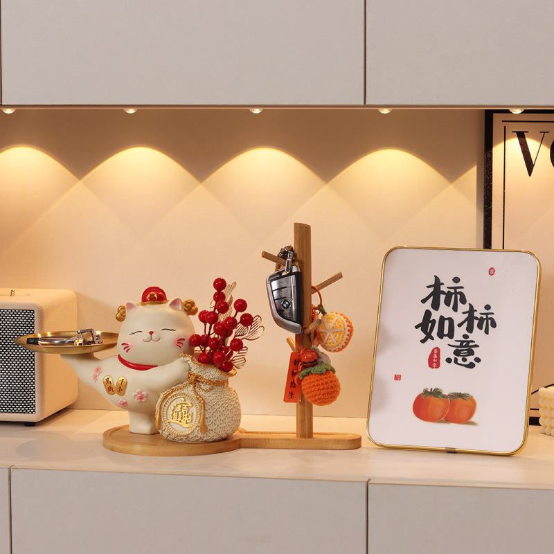 玄関の招き猫の装飾品、新築祝い、新年の贈り物、リビングルームの玄関ホール、家の鍵の収納、靴箱の装飾|undefined