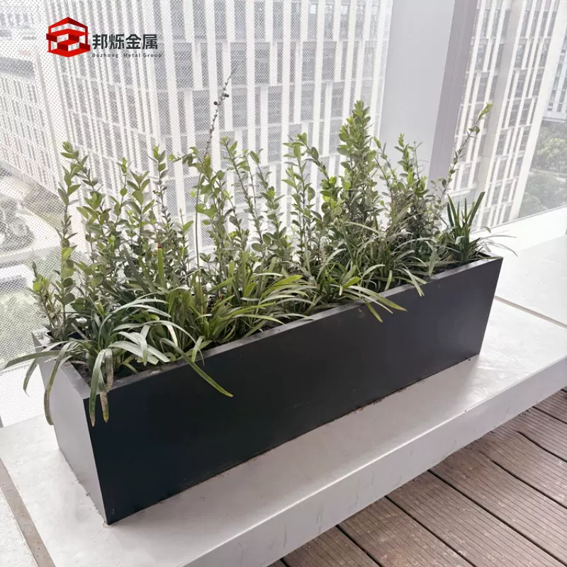 广场户外花箱加工铁艺围栏搭配花池 售楼部室外街道长方形花坛