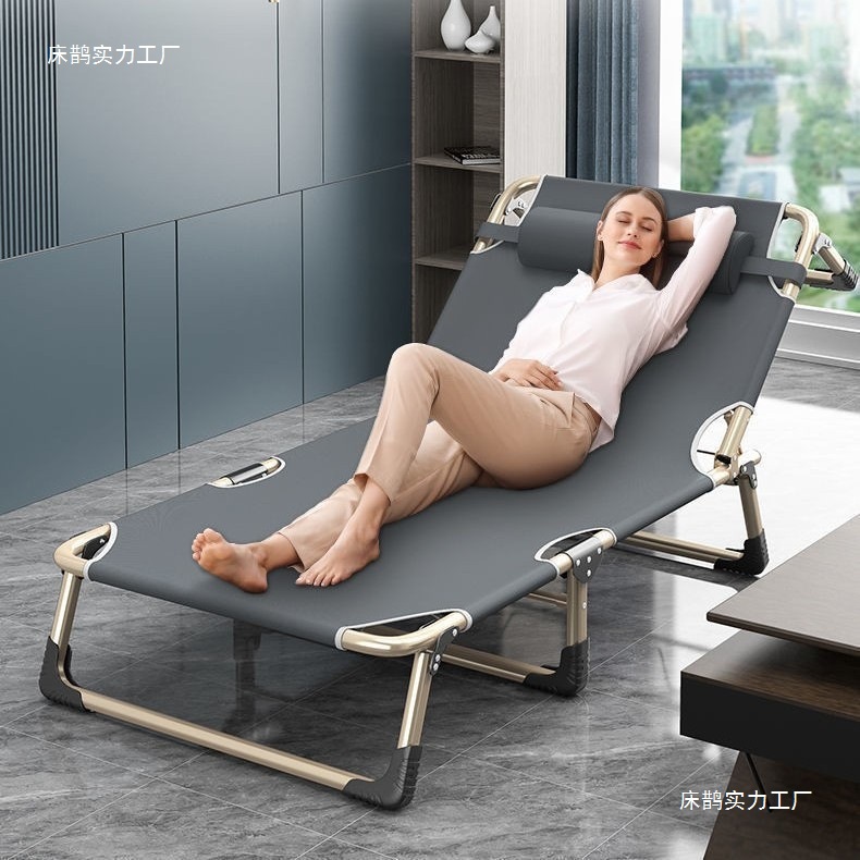 Folding Single Bed for Home Use, Adult Nap Bed, Nap Recliner, Folding Office Simple Bed, Military Bed