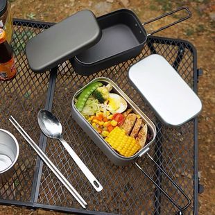 Outdoor Tableware 304 Stainless Steel Lunch Box Steaming Rack Cooking Aluminum Lunch Box Steaming Lunch Box Lunch Box Lunch Box Steaming Rack