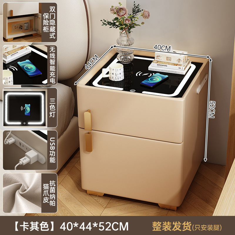 Una caja fuerte inteligente de cabezal de cama en 2025 nuevo dormitorio simple y moderno de madera maciza, lujo ligero y alto