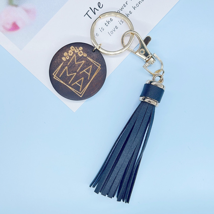 15g Weight Keychain Classification 1 Piece Quantity Daily Occasion PU, Wood Material Mother'S Day Festival MAMA, Letter Pattern Women's Gender Tassel Design Romantic Style Romantic MAMA Letter PU Wood Tassel Mother'S Day Women's Keychain 18