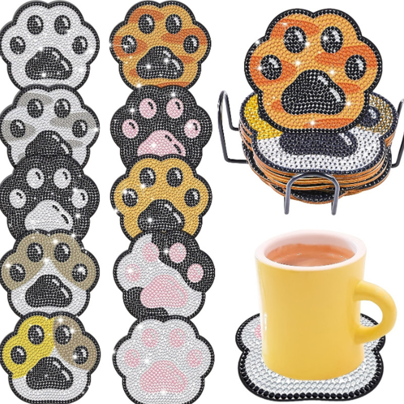 Personalizada taza de pintura de diamante transfronteriza almohadilla de taza de diamante redonda almohadilla mandala perimetral de pintura de diamante DIY