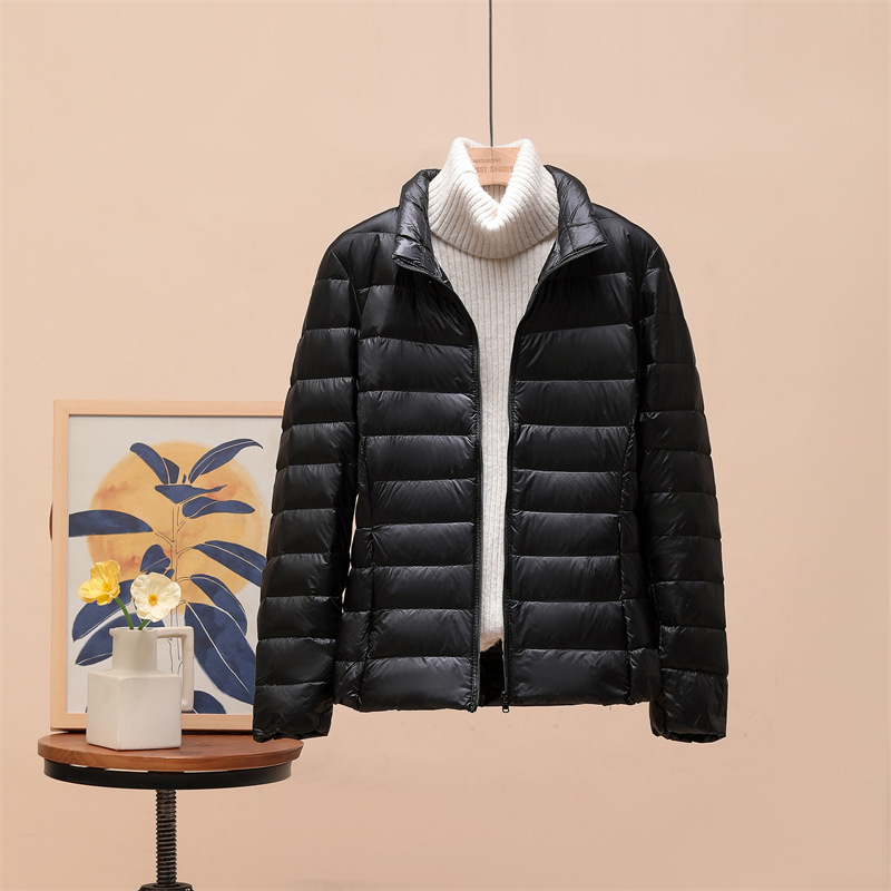 Abrigo de invierno más el tamaño ligero abajo chaqueta acolchada de algodón ligero de las mujeres corto gordito Niña de mediana edad y anciana madre