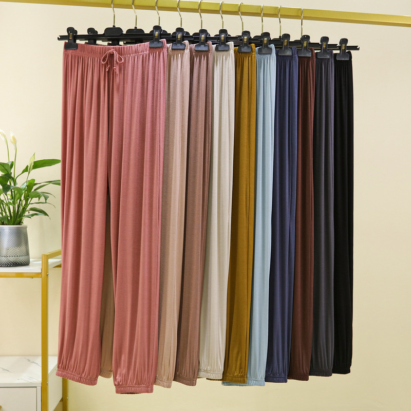 Modal ankle-tied pants women's spring and summer high waist draping loose slimming thin straight dance yoga casual cropped pants