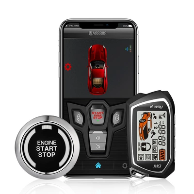 PKE one-click start mobile phone car control alarm 1500 m car LCD remote control Bluetooth app keyless entry