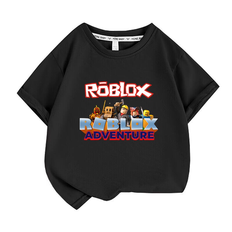 Roblox Virtual World Roblox Clothes Boys Short-Sleeved T-Shirt Summer Pure Cotton Kidsren's Bottoming Shirt Top