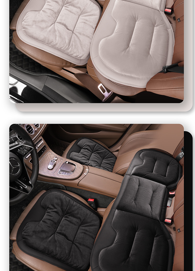 Flannel Car Seat Cushion Plush Winter High-End Car Seat Cushion Car Warm Three-Piece Seat Cushion Set