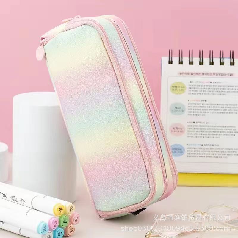 Estuche para lápices japonés de gran capacidad de alto valor Bolso de papelería de lona simple coreano para estudiantes de secundaria para niños y niñas Estuche para lápices lindo