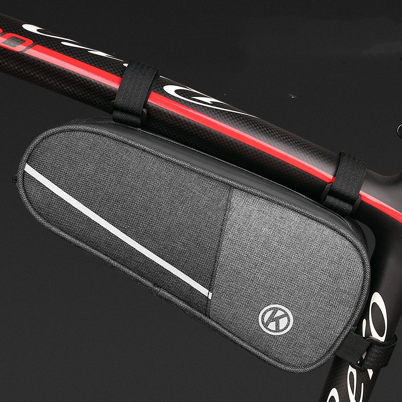 Bicicleta de montaña equipo de ciclismo lienzo alargado tubo de viga paquete de gran capacidad triángulo paquete de herramientas bolsa de bicicleta
