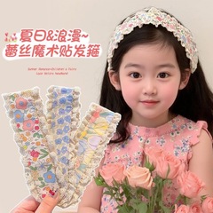 儿童2025新款宽边碎发刘海贴发箍小碎花魔术贴发带头箍小女孩发饰