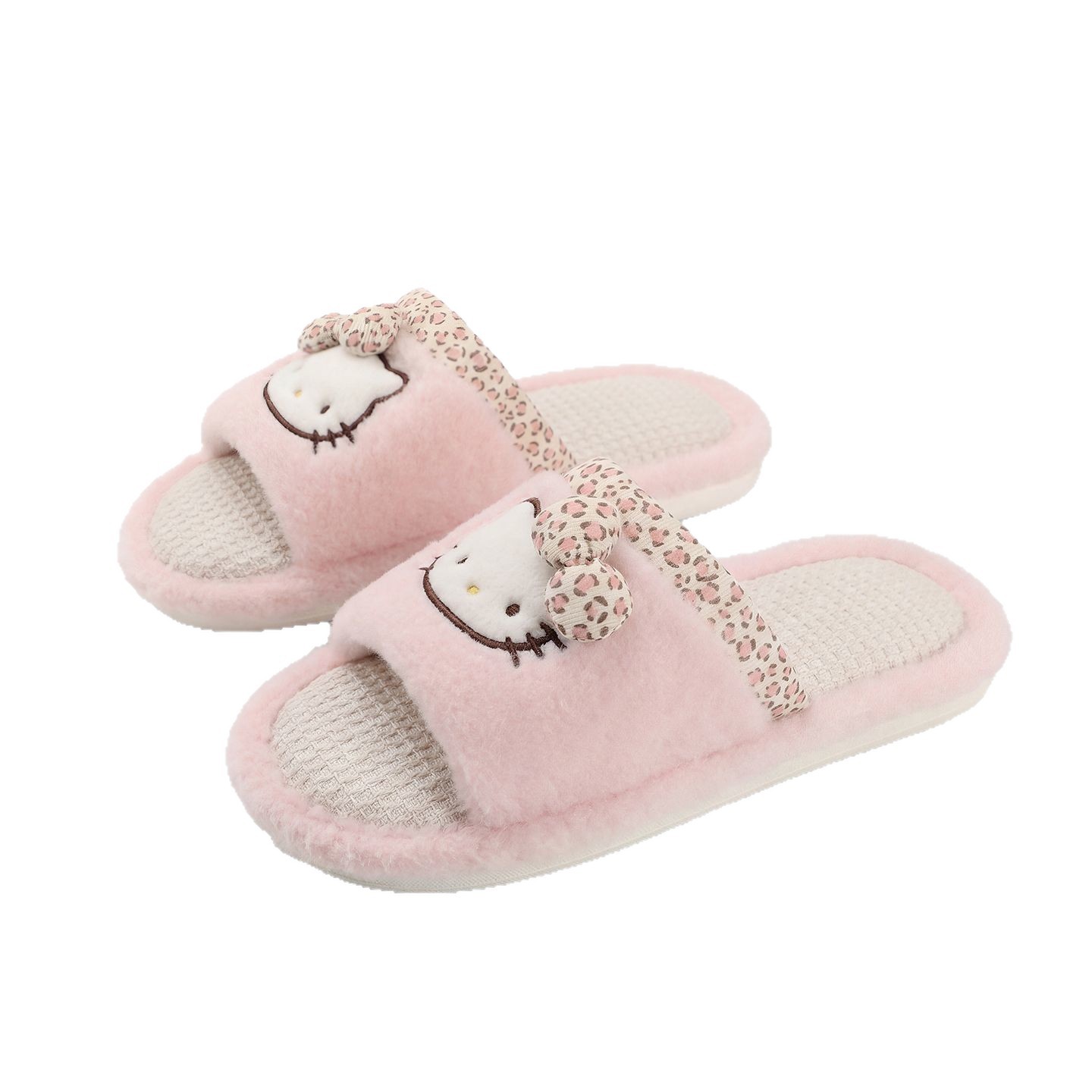 hello kitty 고양이 만화 귀여운 사계절 리넨 슬리퍼 여성 자택 실내 통기 미끄