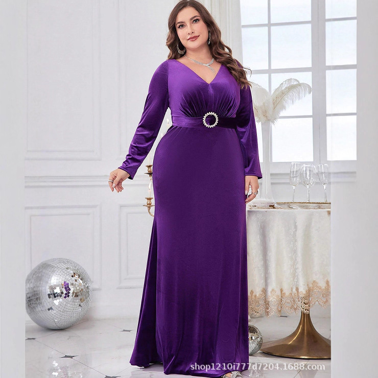 Foreign Trade New 2026 Spot Cross-Border Evening Dress Sexy Leg-Revealing Long-Sleeved Mid-Length Skirt Dinner Party Dress