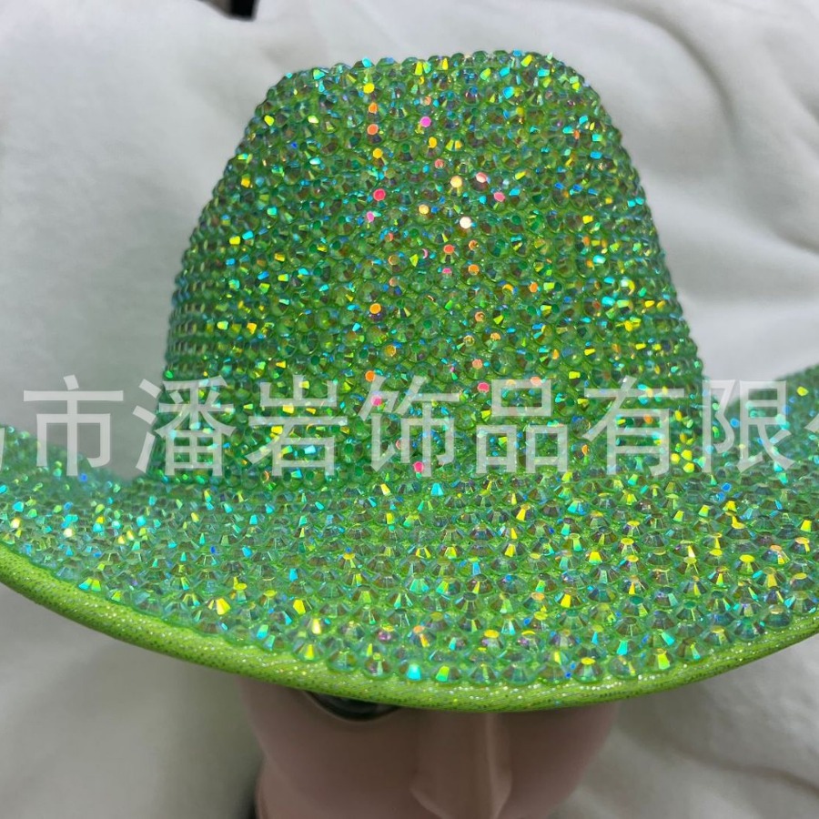 Sombreros transfronterizos llenos de diamante sombrero de etapa diseñado a mano puro británico vintage jazz sombrero de diamante de etapa gran bisel