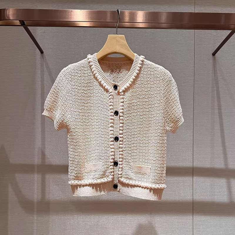 Moshuviya 2026 Summer New Short-Sleeved Round-Neck Single-Breasted Soft and Comfortable Knitwear Xsj3M05E
