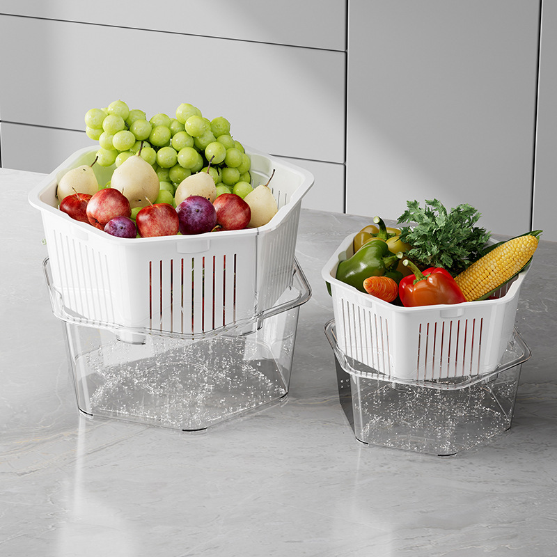 New Multi-Layer Vegetable Washing Basket for Home Kitchen, Suitable for Washing Fruits and Rice, Can Be Stacked, Dishwasher Safe