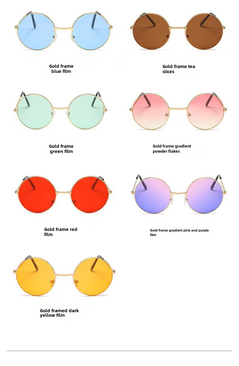 Retro Runde Metall Sonnenbrille Sonnenbrille Neue Unisex Flache Brille Farbe Marine Brille Großhandel_voghion.com