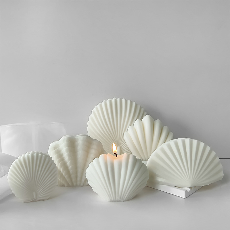 Jiahuimei Shell aromaterapia vela molde de silicona irregular en forma de abanico tridimensional Shell yeso epoxi molde