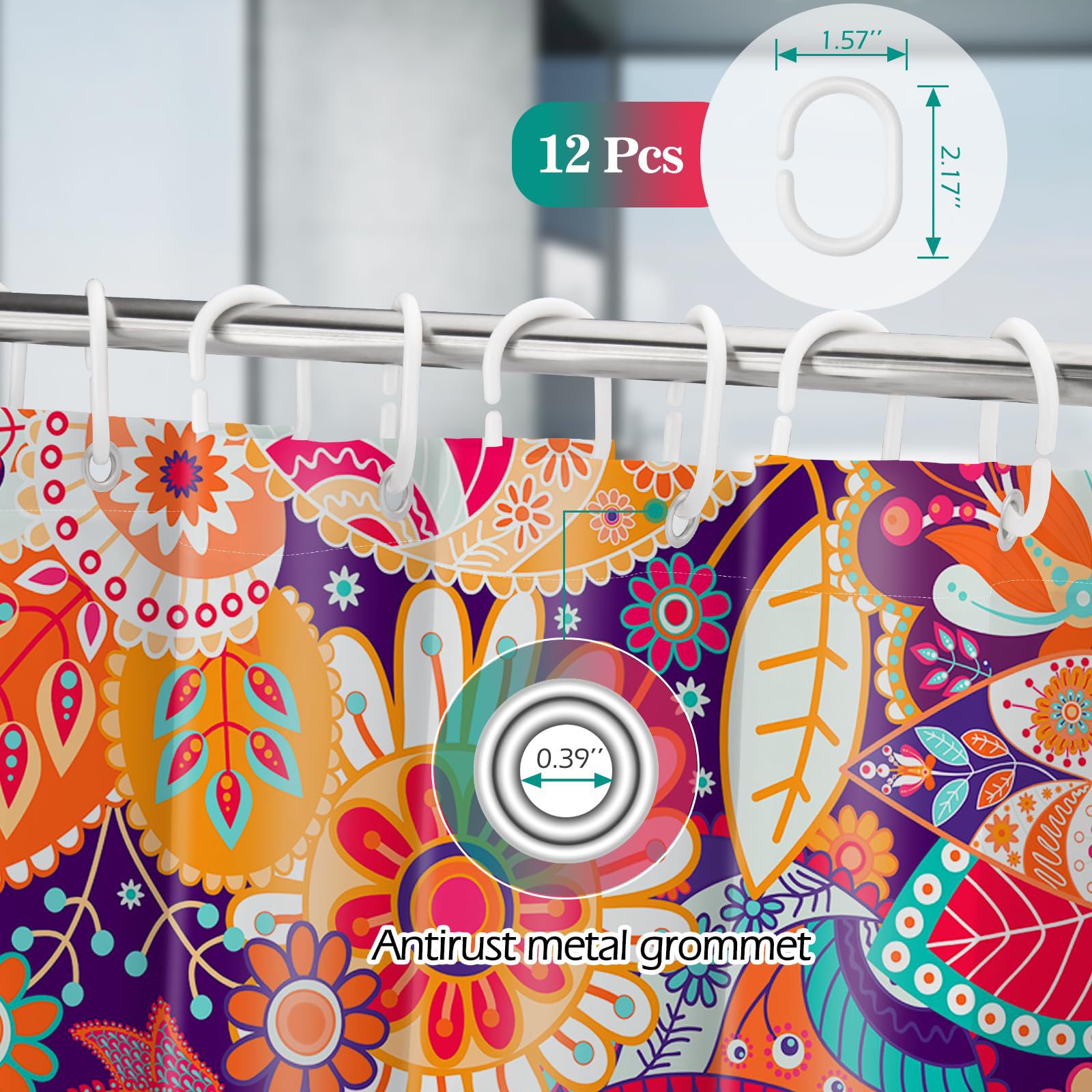 Curtain, set, boho style, flowered