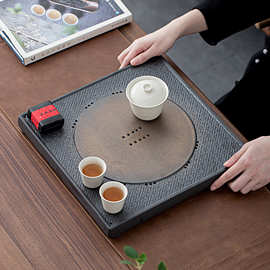 鎏金干泡茶盘家用小型轻奢现代茶海陶瓷功夫茶台储水排水式沥水盘