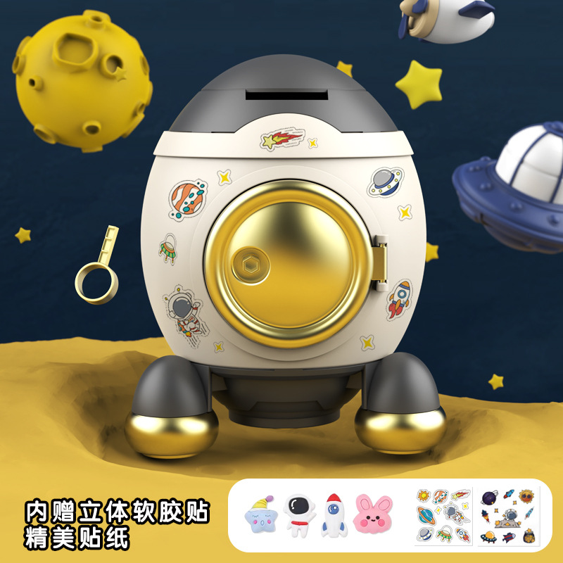 Nueva historieta cohete alcancía para niños y niñas niños caja de almacenamiento en línea rojo DIY creativo alcancía accesible